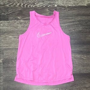 Bright pink Nike tank top girls size large with logo on the front.